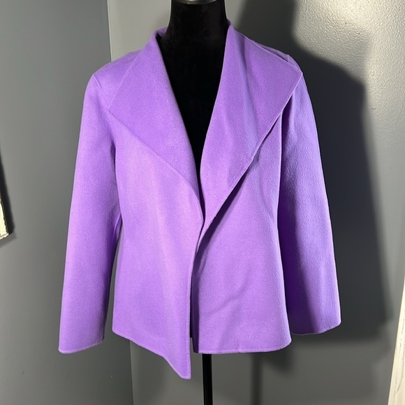 TALBOTS DOUBLE FACE WOOL PURPLE COAT JACKET Petite Large  (S678) NWT - Picture 2 of 7